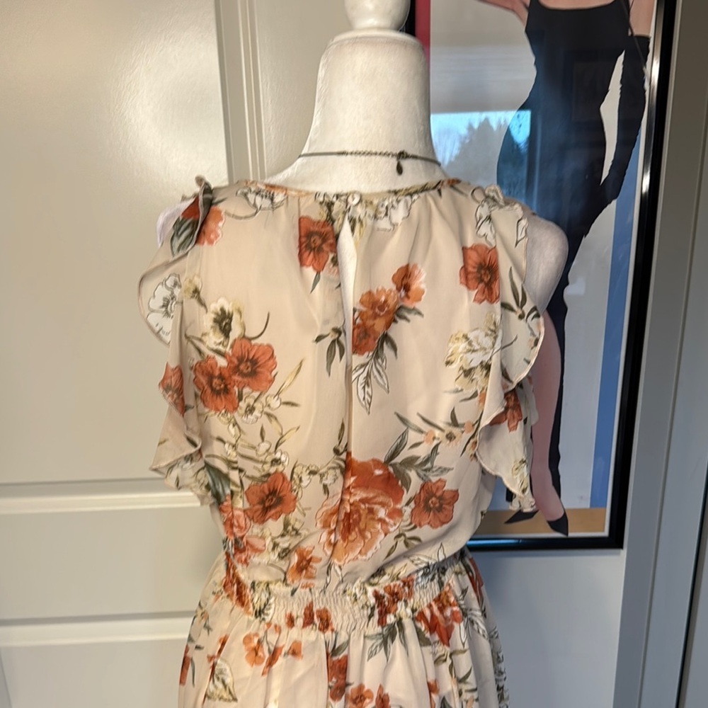 Cream Flutter Sleeve Midi Sundress For Casual Occ… - image 4